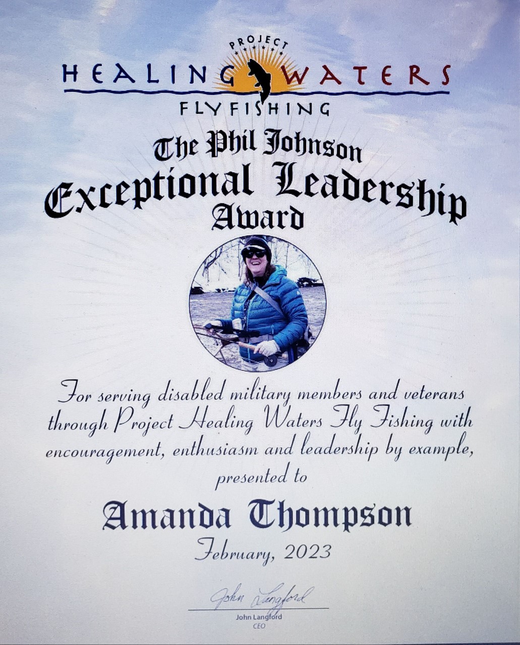 Amanda Thompson, Pittsburgh PL, Receives Phil Johnson Exceptional  Leadership Award - Project Healing Waters : Project Healing Waters