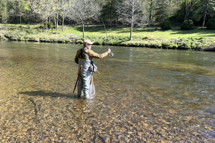 An Asheville Veteran fishing Equinox Ranch in Cullowhee